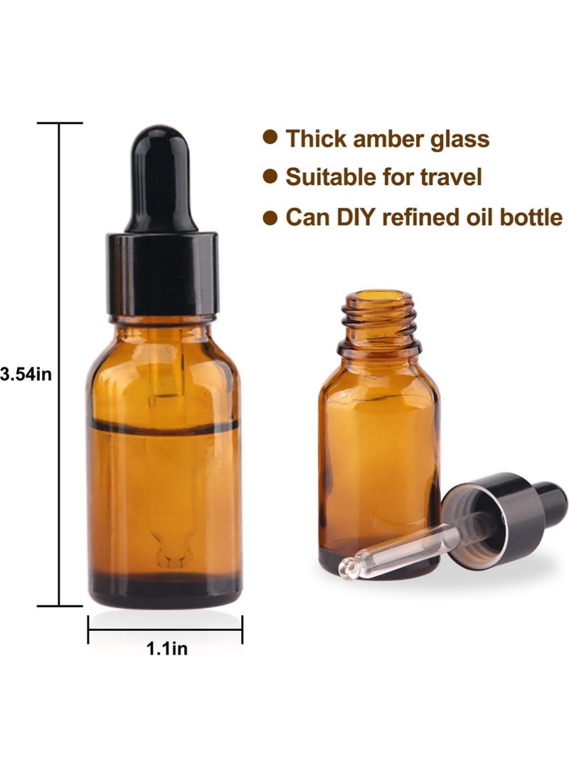 YOUGE 8PCS Amber Dropper Bottle, Empty Eye Glass Dropper Bottles with Glass Pipette Dropper, Small Sample Glass Bottles for Essential Oil Diffuser, Massage, Beauty Oil Mix (15ml) - Image 3